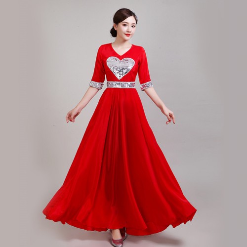 Women's stage performance group chorus singers dresses wedding party host cosplay long evening dresses 